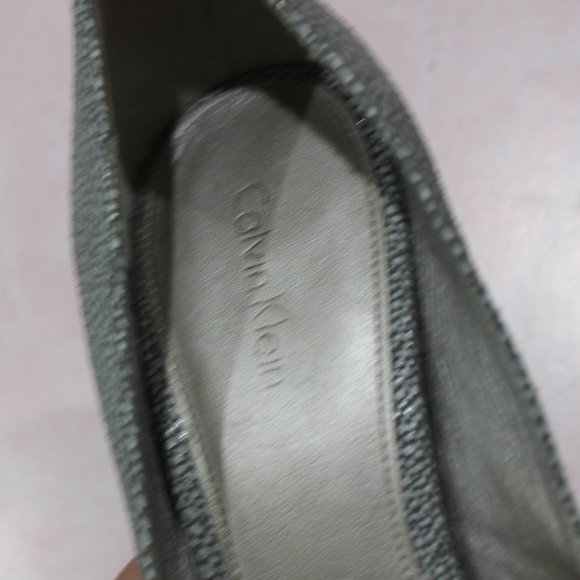 Calvin Klein Cora Blue Speckled Leather Square Toe High Heels sz 7 - Picture 3 of 10